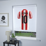 Football Personalised Roller Blind Red and White Stripe (White Background)