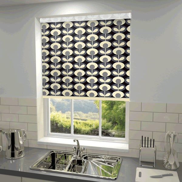 Orla Kiely - Oval Flower Blackout Roller Blind Cool Grey