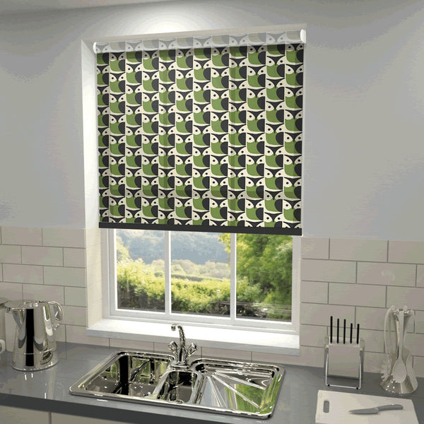 Orla Kiely - Owl Roller Blind Chalky Green