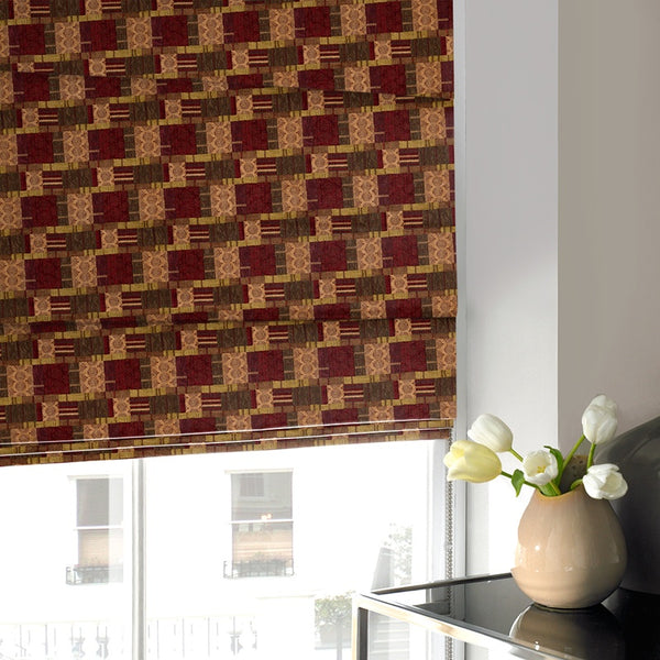 Patchwork Roman Blind Plum