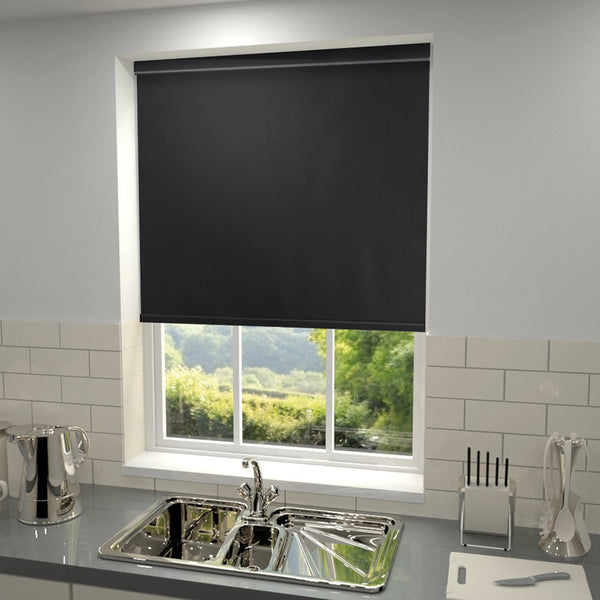 Plain Blackout PVC Roller Blind Black