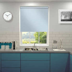Plain Blackout PVC Roller Blind Powder Blue