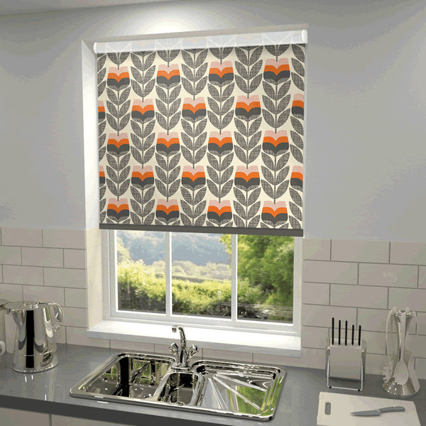 Orla Kiely - Rosebud Blackout Roller Blind Orange